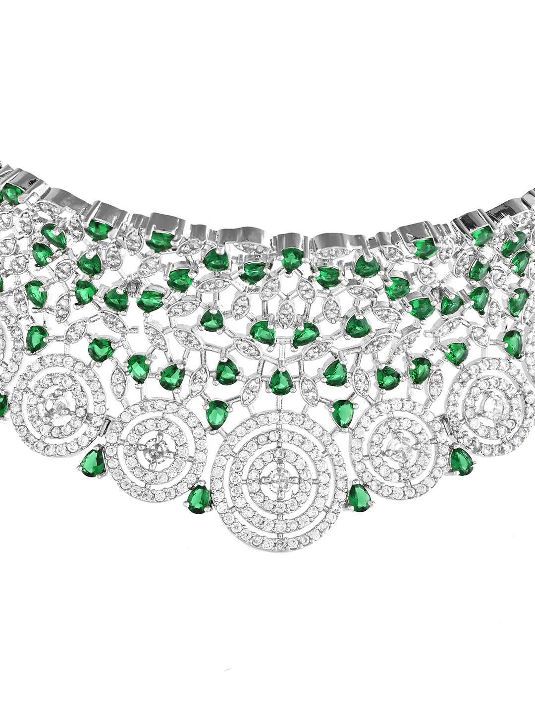 Silver AD Necklace Set | Bridal CZ Necklace With Earrings | Wedding  Jewellery For Women