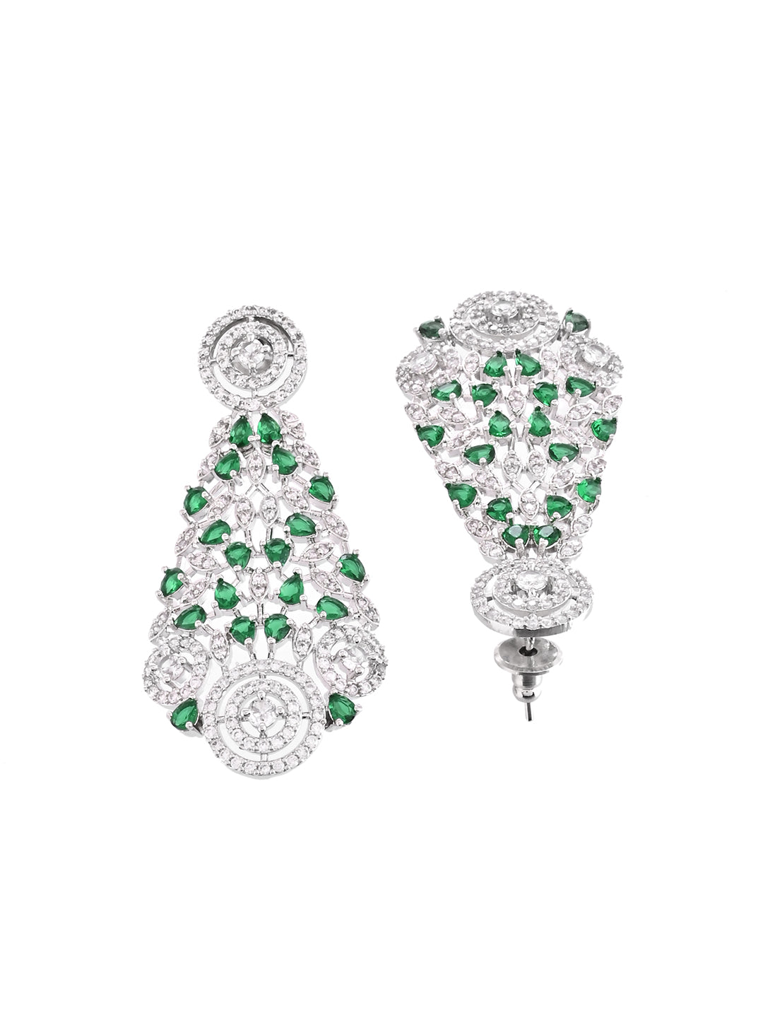 Silver AD Necklace Set | Bridal CZ Necklace With Earrings | Wedding  Jewellery For Women