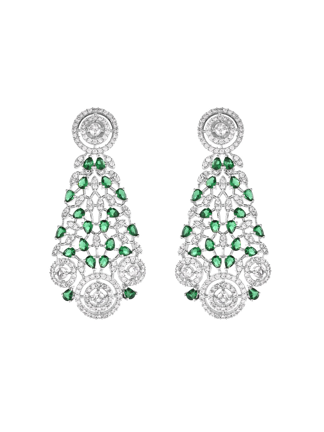 Silver AD Necklace Set | Bridal CZ Necklace With Earrings | Wedding  Jewellery For Women