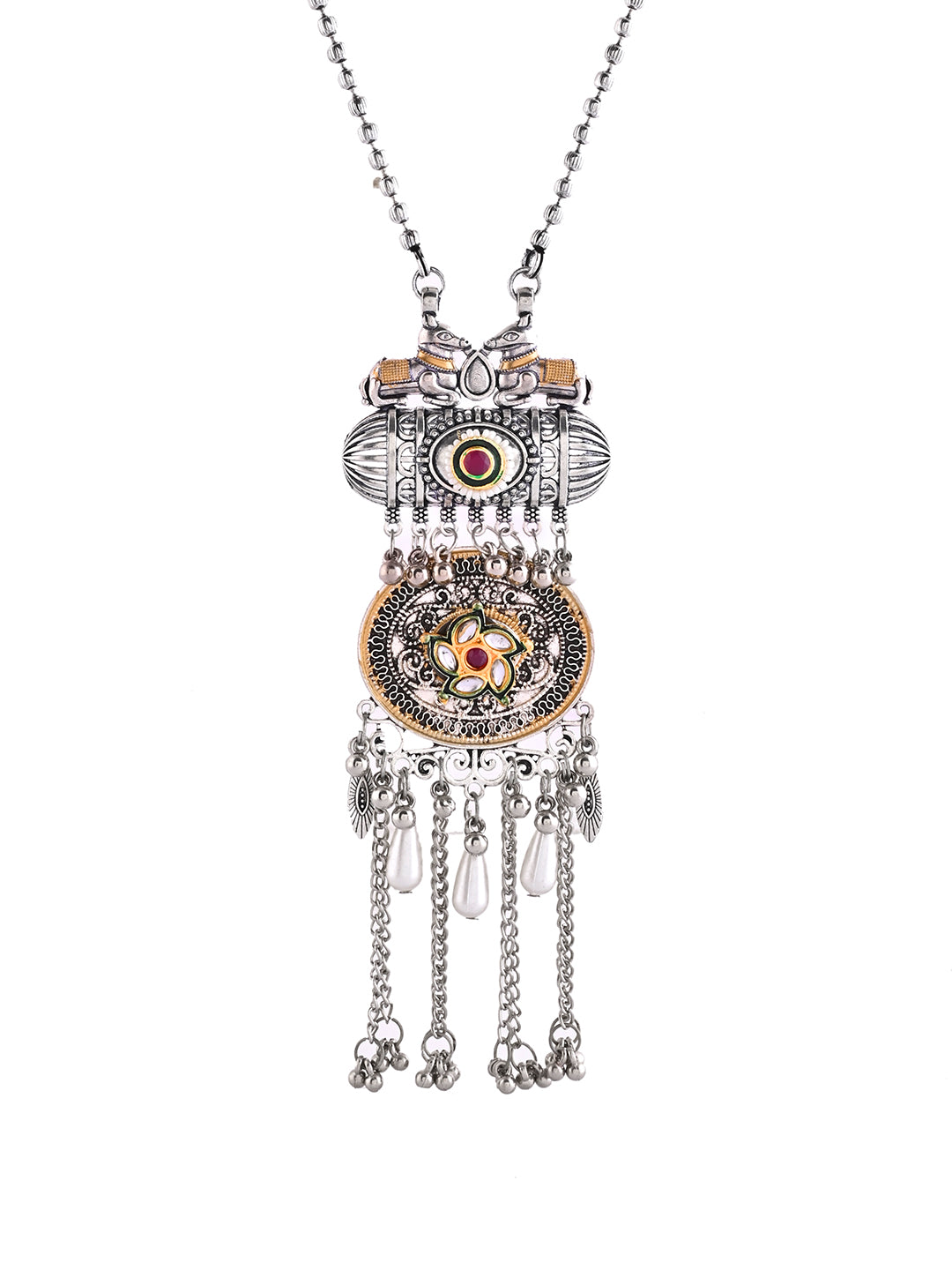 Silver Oxidised  Necklace Set With Earrings| Boho Jewellery For Ethnic & Casual Wear