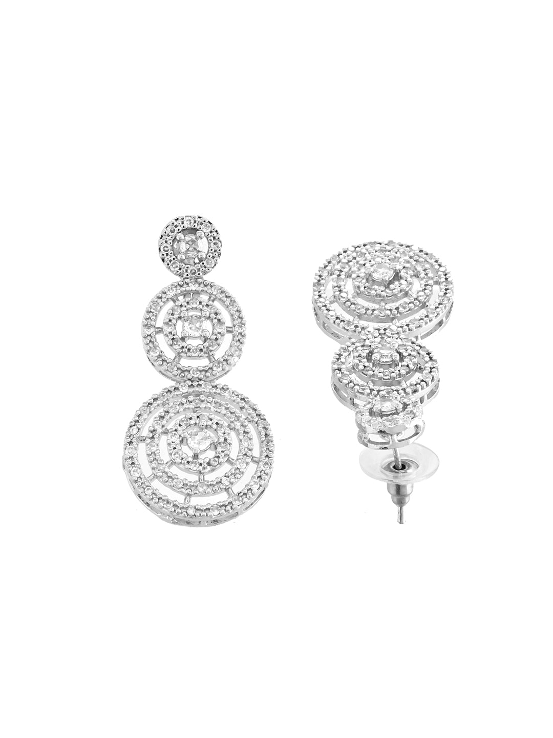 Silver American Diamond Choker Necklace Set  | Wedding  Jewellery For Women