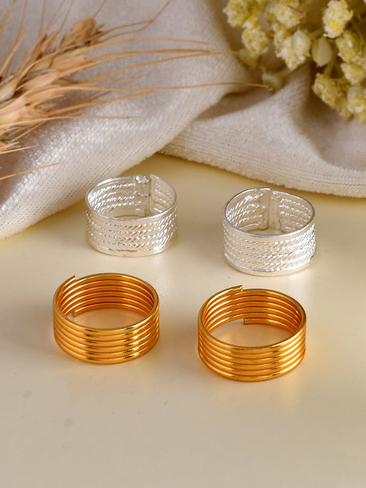 Set of 2 Silver Gold Toe Rings for Women Online