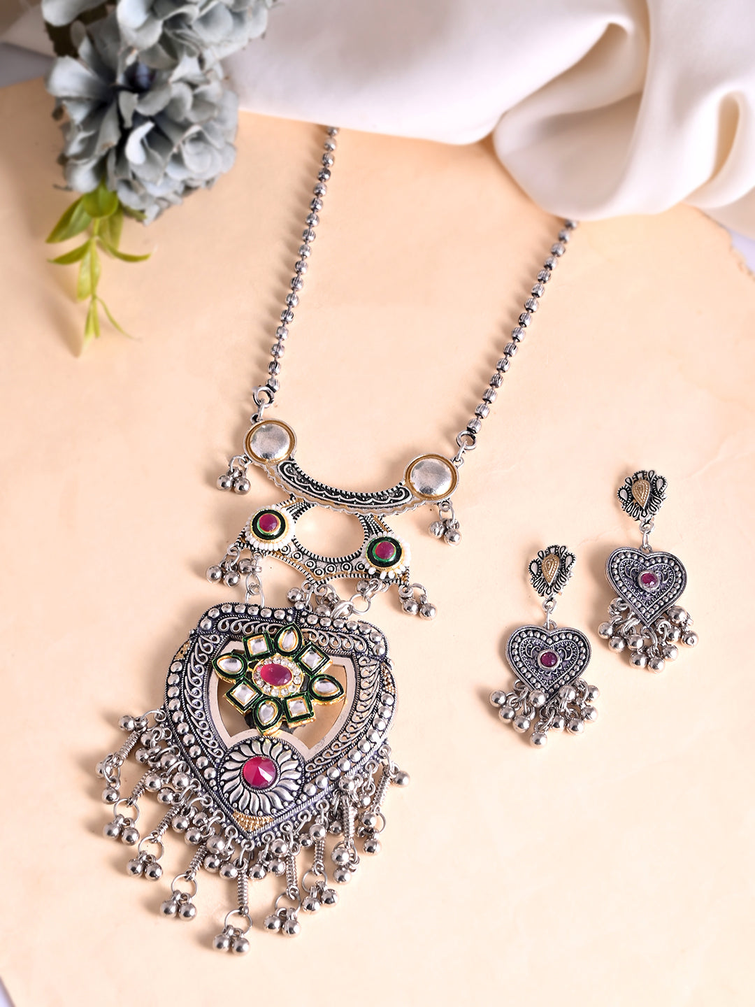 Oxidised Tribal Necklace Set For Women | Boho Jewellery For Ethnic & Casual Wear
