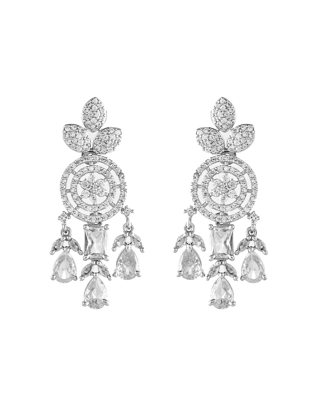 Silver AD  Jewellery Set  | Wedding  Jewellery For Women| Bridal CZ Necklace With Earrings