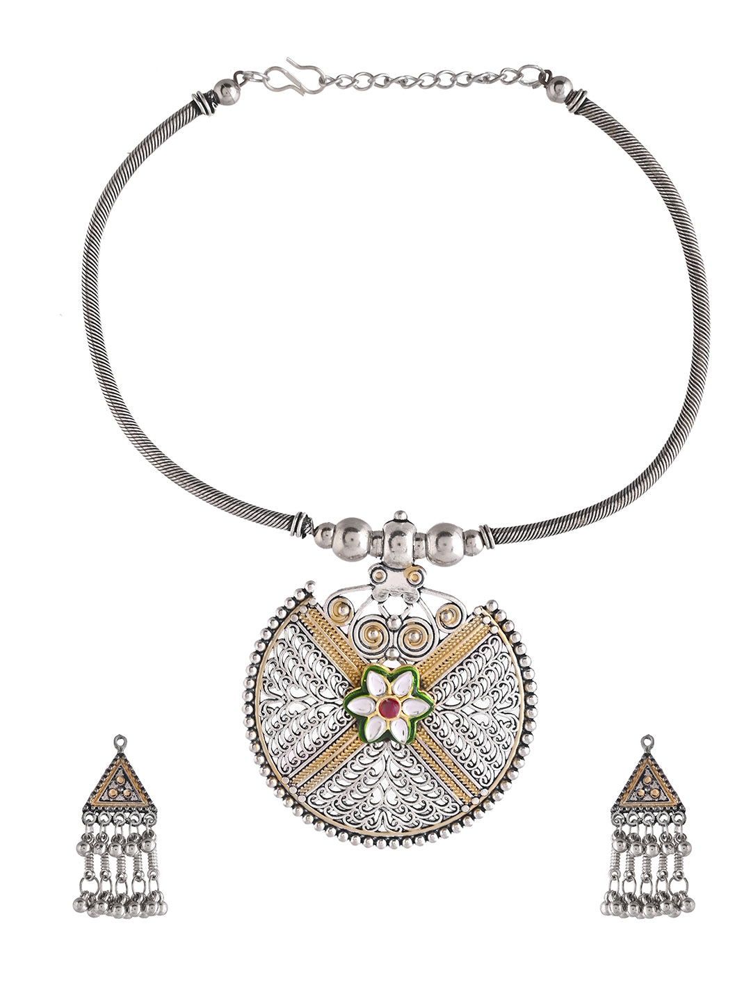 Oxidised Necklace Set For Women | Pendant Necklace With Earrings | Boho Jewellery
