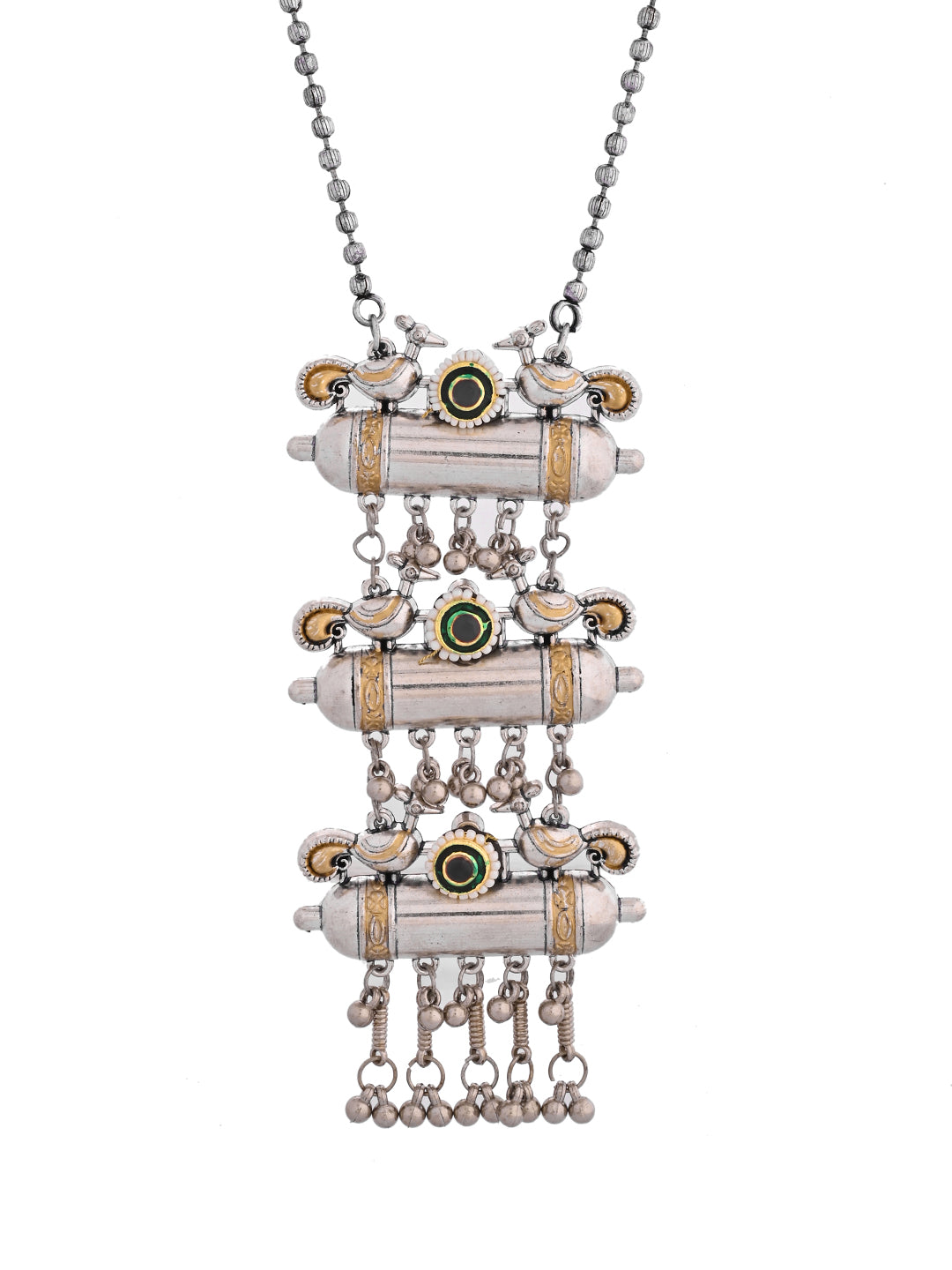 Ethnic & Casual Wear Silver Oxidised Tribal Necklace Set For Women | Boho Jewellery| Pendant Necklace With Earrings