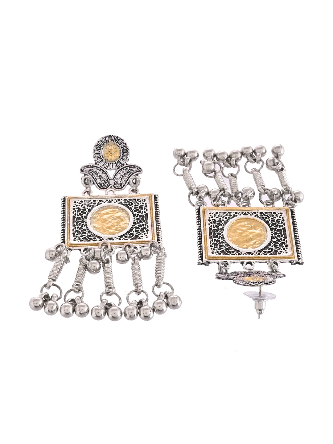 Ethnic & Casual Wear Silver Oxidised Tribal Necklace Set For Women | Boho Jewellery| Pendant Necklace With Earrings