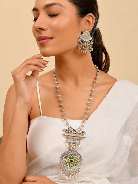 Ethnic Oxidised Necklace Set For Women |  Necklace With Earrings | Boho Jewellery
