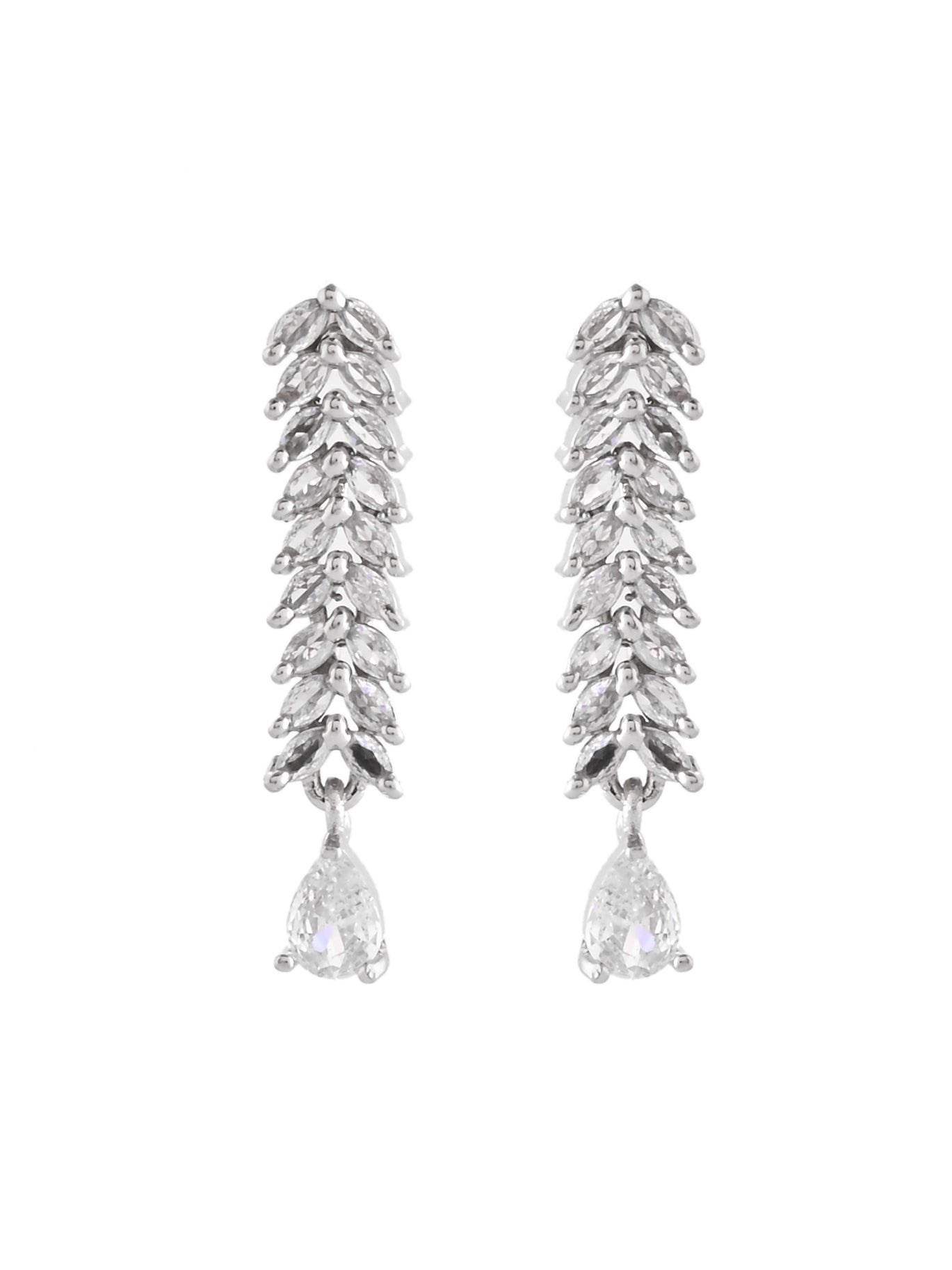 Classic Silver American Diamond Necklace Set  | Wedding  Jewellery For Women| Bridal CZ Necklace With Earrings