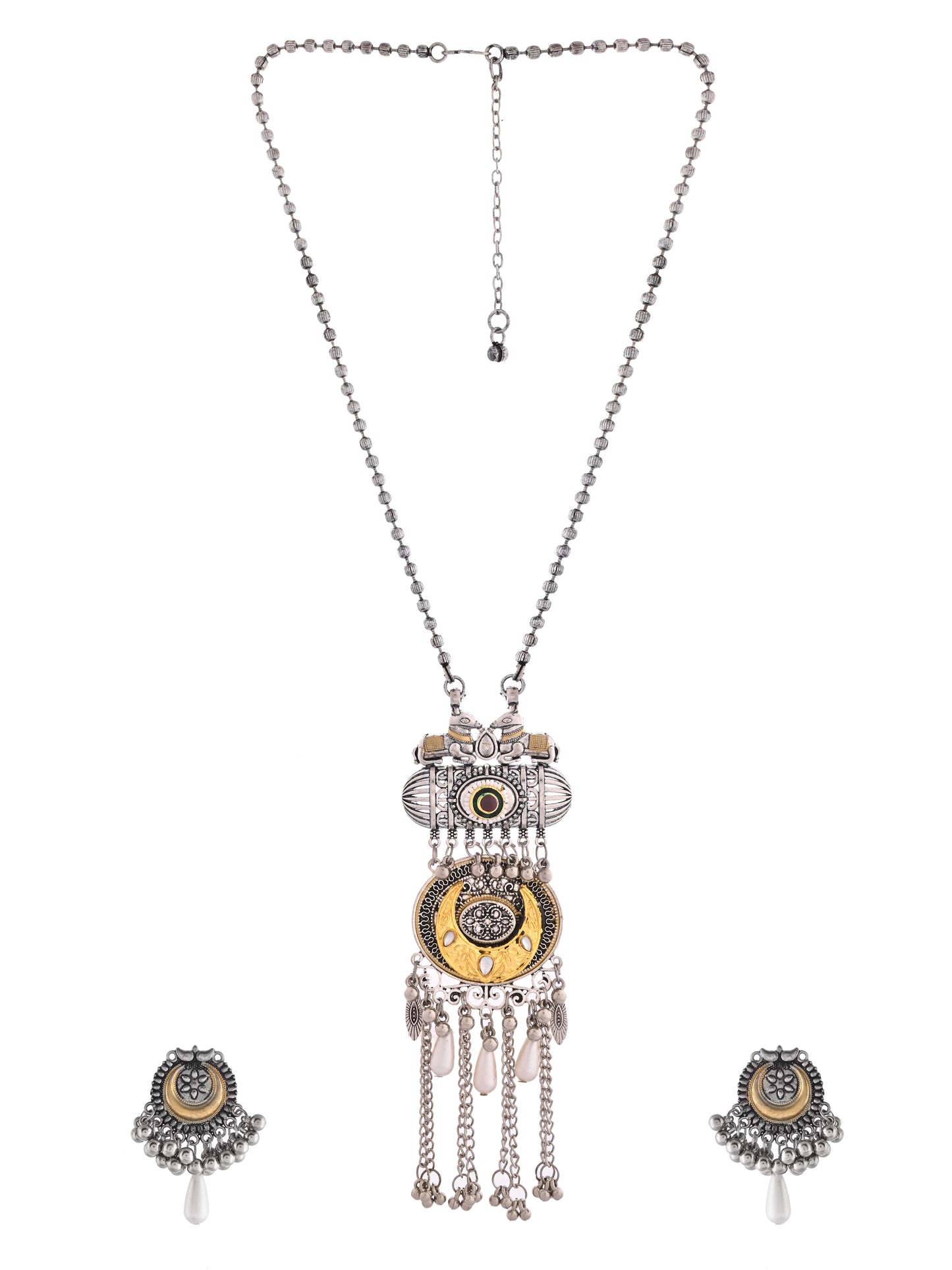 Traditional Oxidised Necklace Set With Earrings For Women | Boho Jewellery For Ethnic Wear