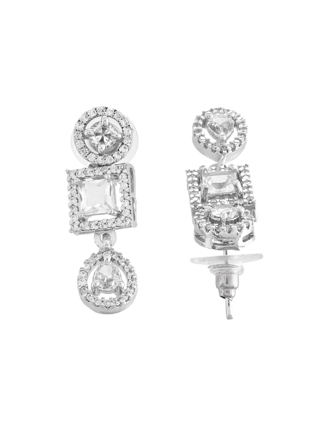 American Diamond Necklace Set  | Wedding  Jewellery For Women| Bridal CZ Necklace With Earrings