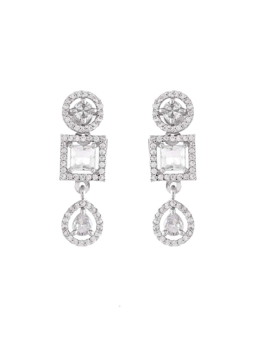 American Diamond Necklace Set  | Wedding  Jewellery For Women| Bridal CZ Necklace With Earrings