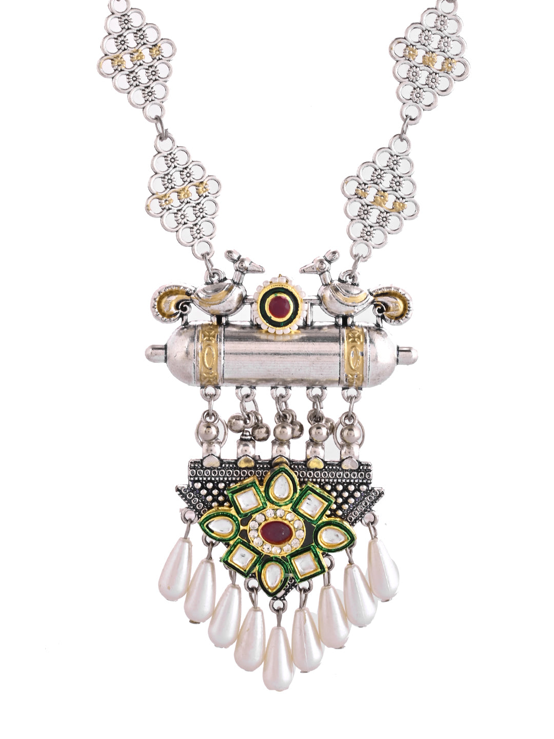 Traditional Oxidised Tribal Necklace Set For Women |  Ethnic Pendant Necklace With Earrings