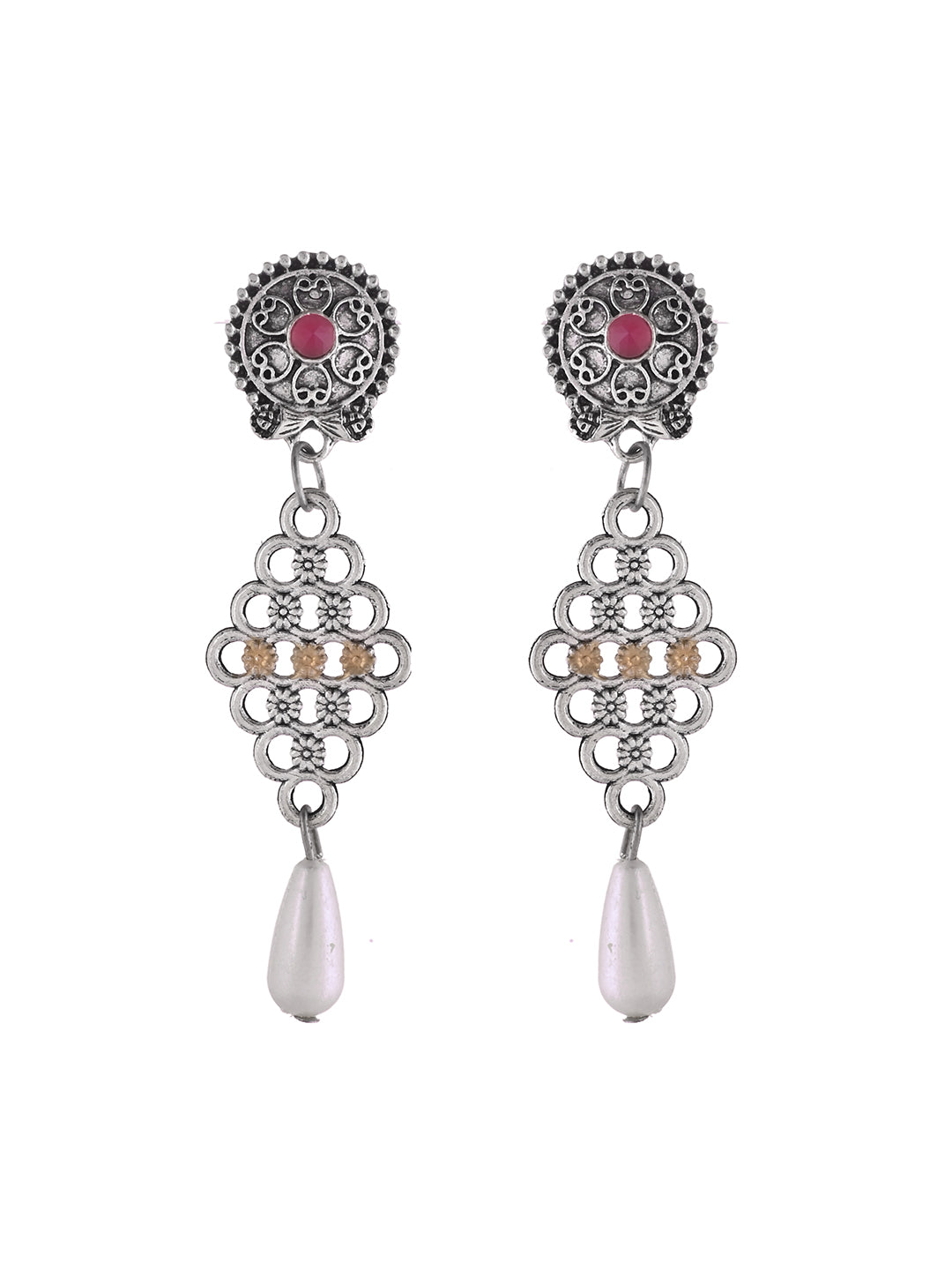 Traditional Oxidised Tribal Necklace Set For Women |  Ethnic Pendant Necklace With Earrings