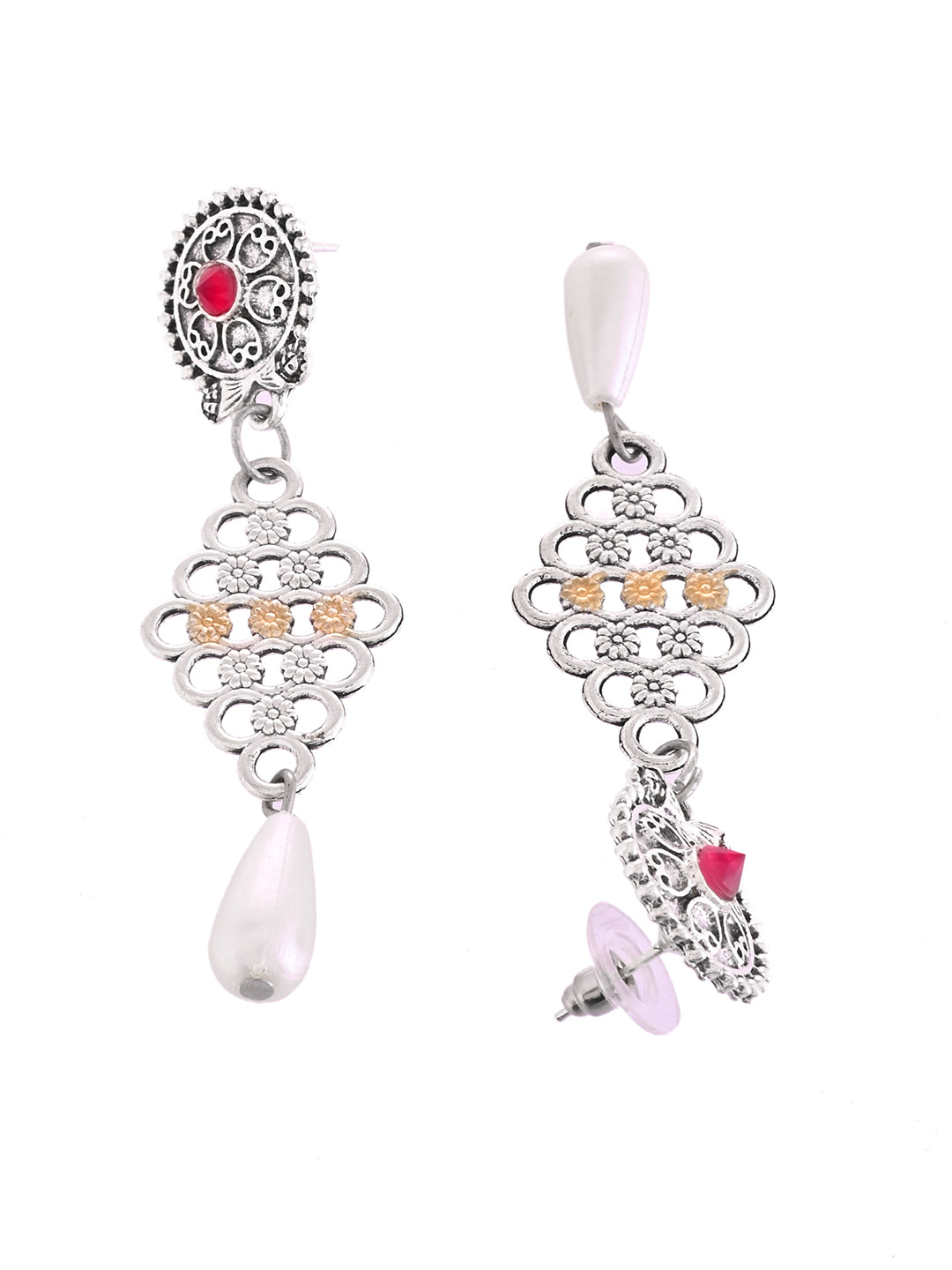 Traditional Oxidised Tribal Necklace Set For Women |  Ethnic Pendant Necklace With Earrings