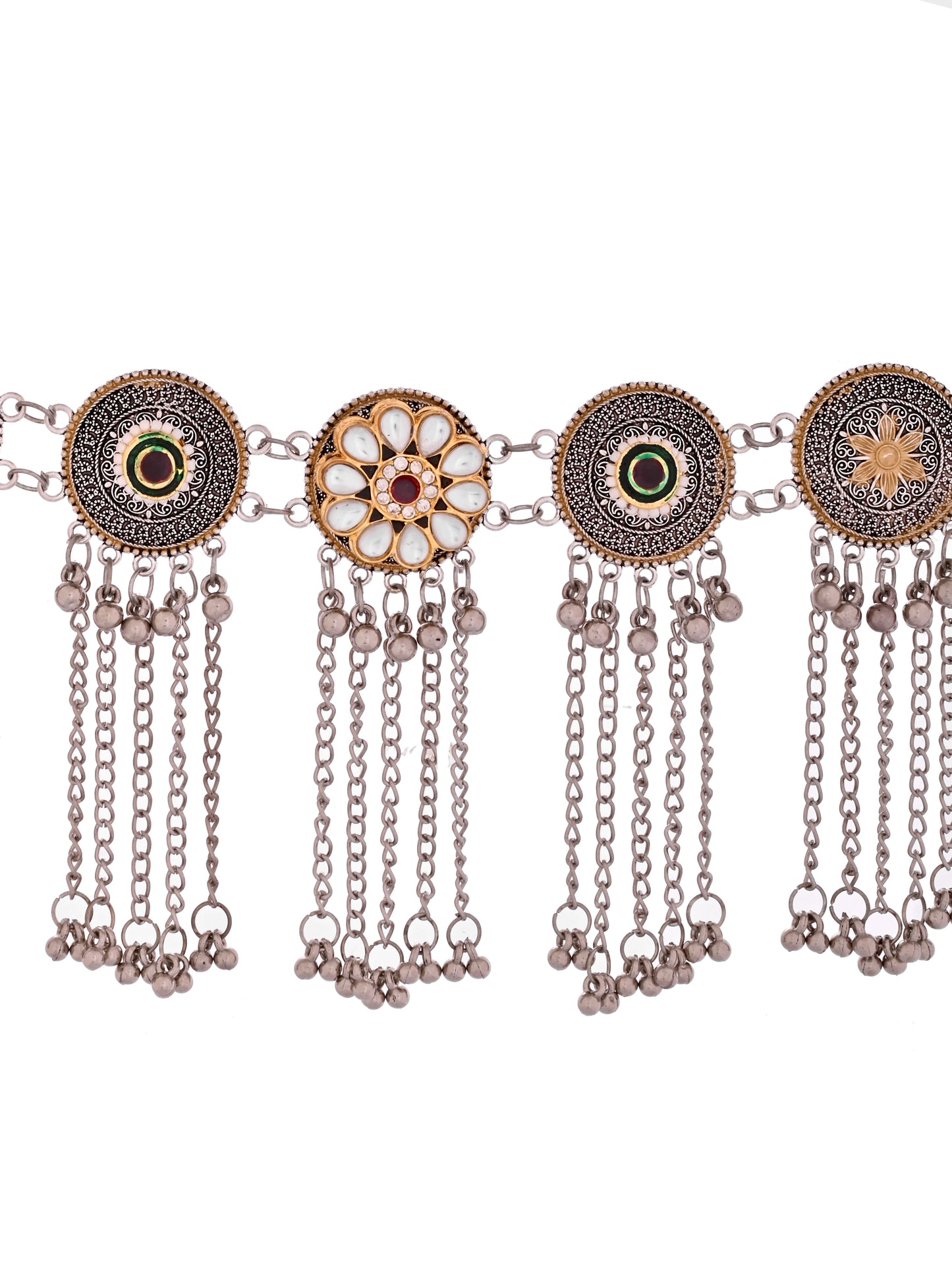 Boho Jewellery For Ethnic & Casual Wear | Silver Oxidised Necklace Set For Women | Choker With Earrings