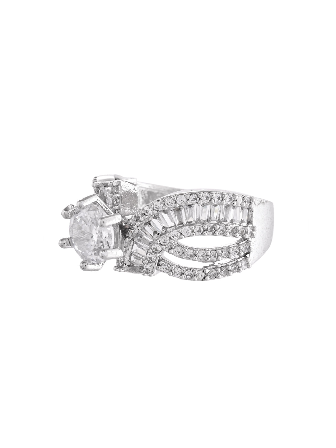 Classic American Diamond Studded Engagement Style Ring For Women