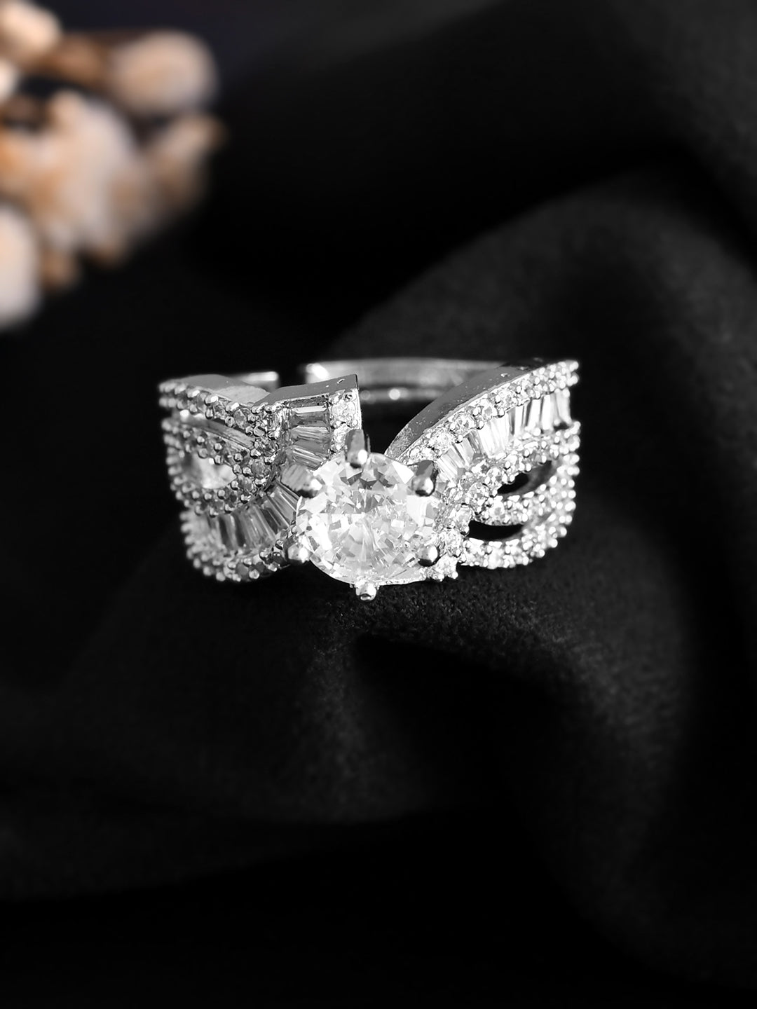 Classic American Diamond Studded Engagement Style Ring For Women