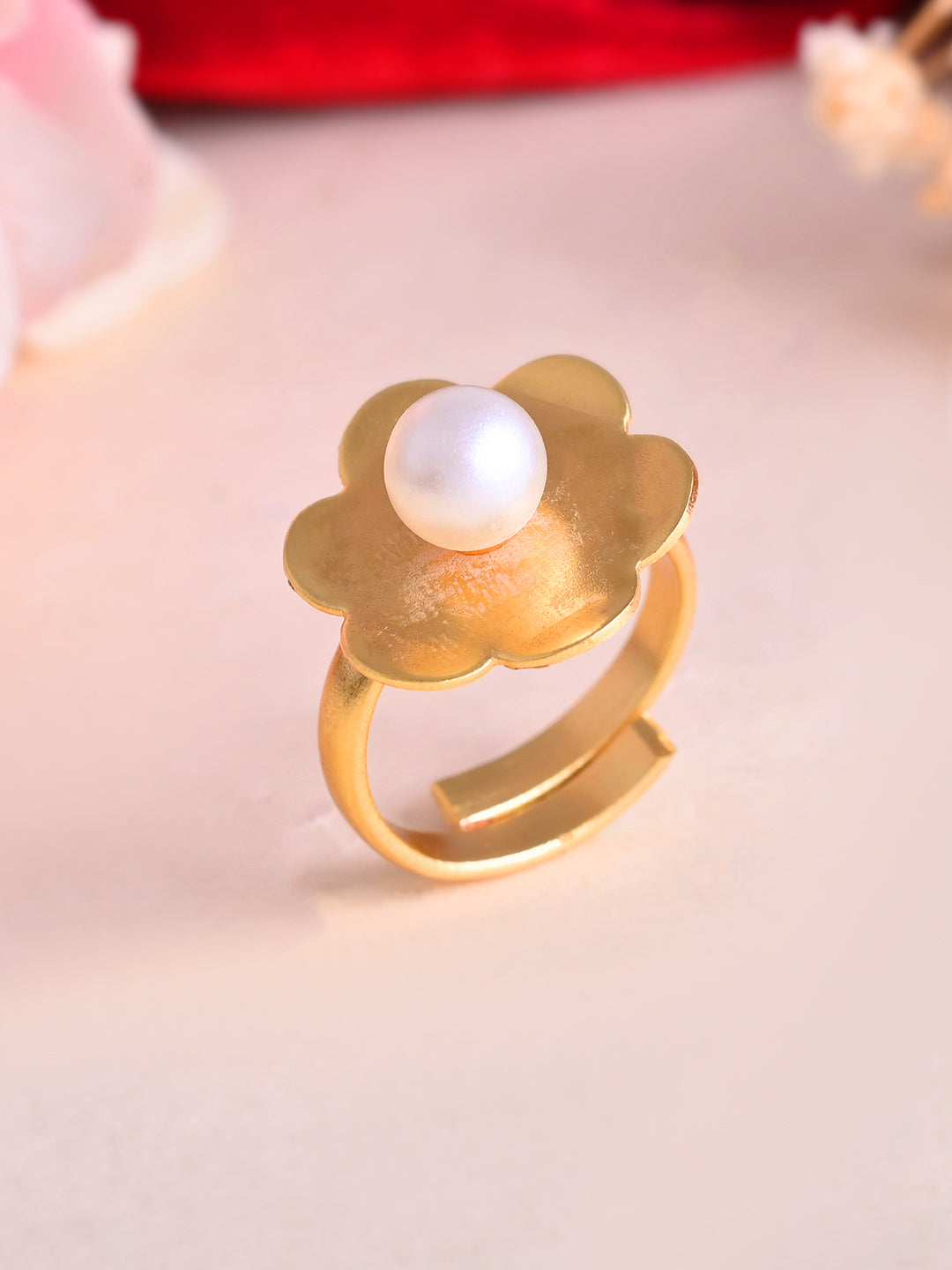 Flower Gold-Plated Ethnic Adjustable Ring For Women