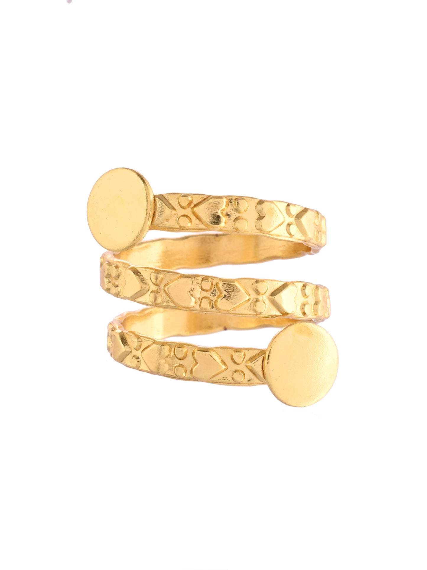 Classic Gold-Plated Textured Multi-Layer Statement Ring For Women