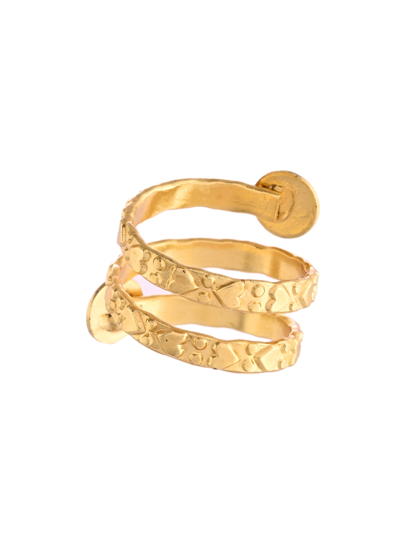 Classic Gold-Plated Textured Multi-Layer Statement Ring For Women