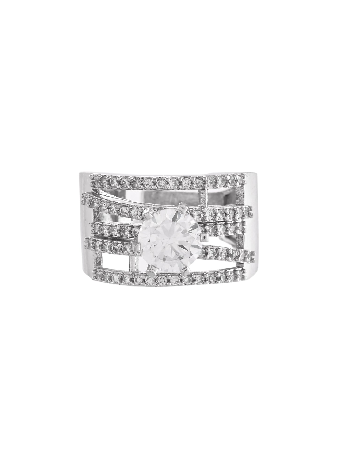 Premium Bridal Cubic Zirconia Halo Solitaire Ring For Women & Girls