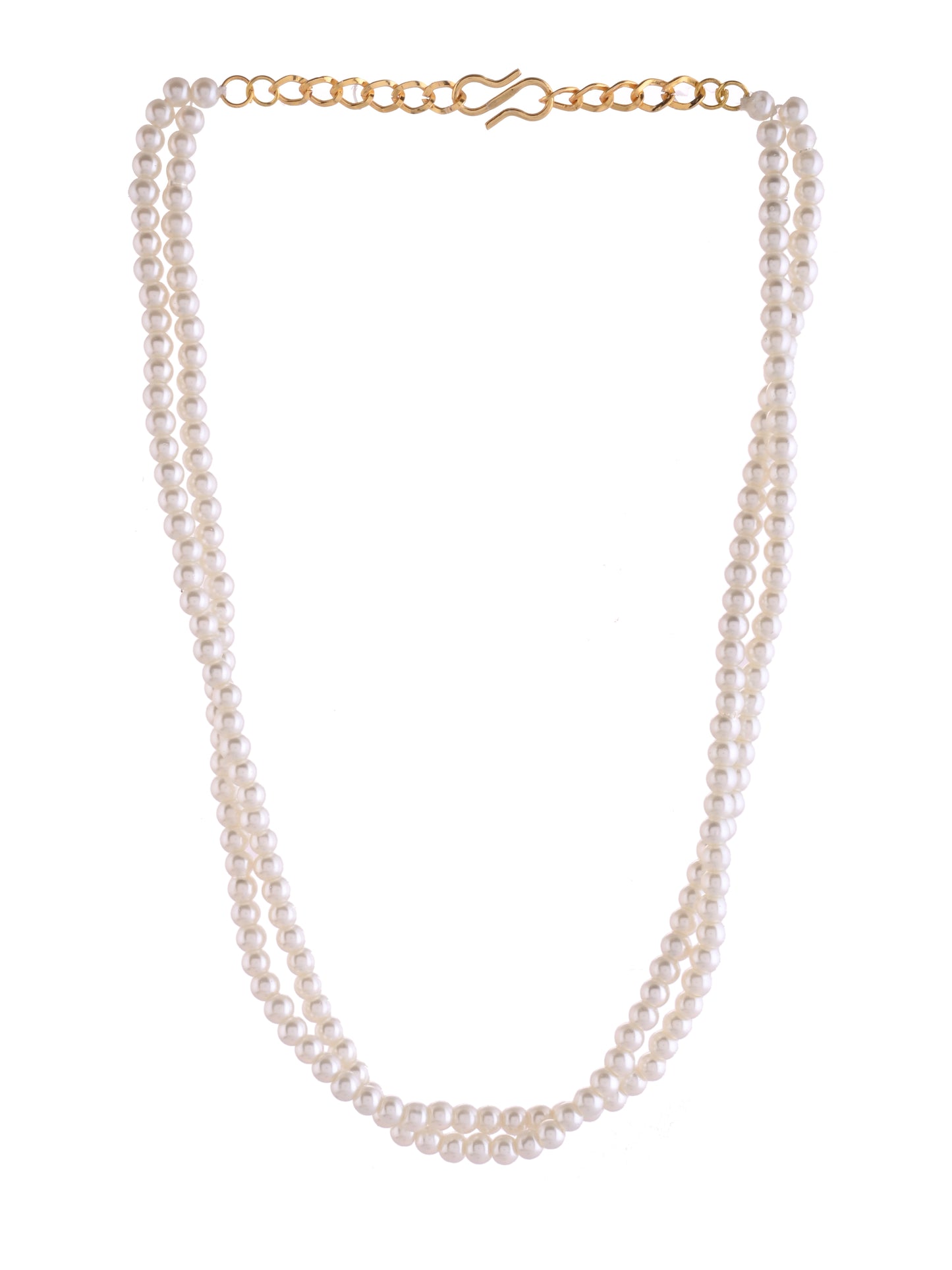 Ethnic White Pearl Multiple Layered Necklace Mala For Women