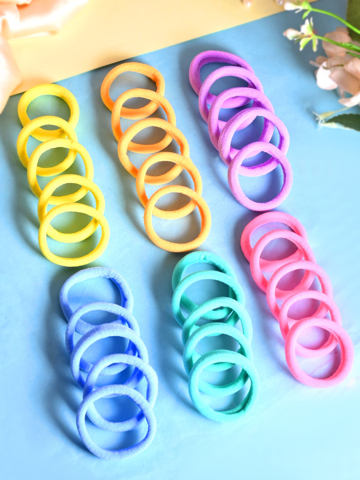 Multicolor Soft Elastic Hair Rubber Bands For Women & Girls