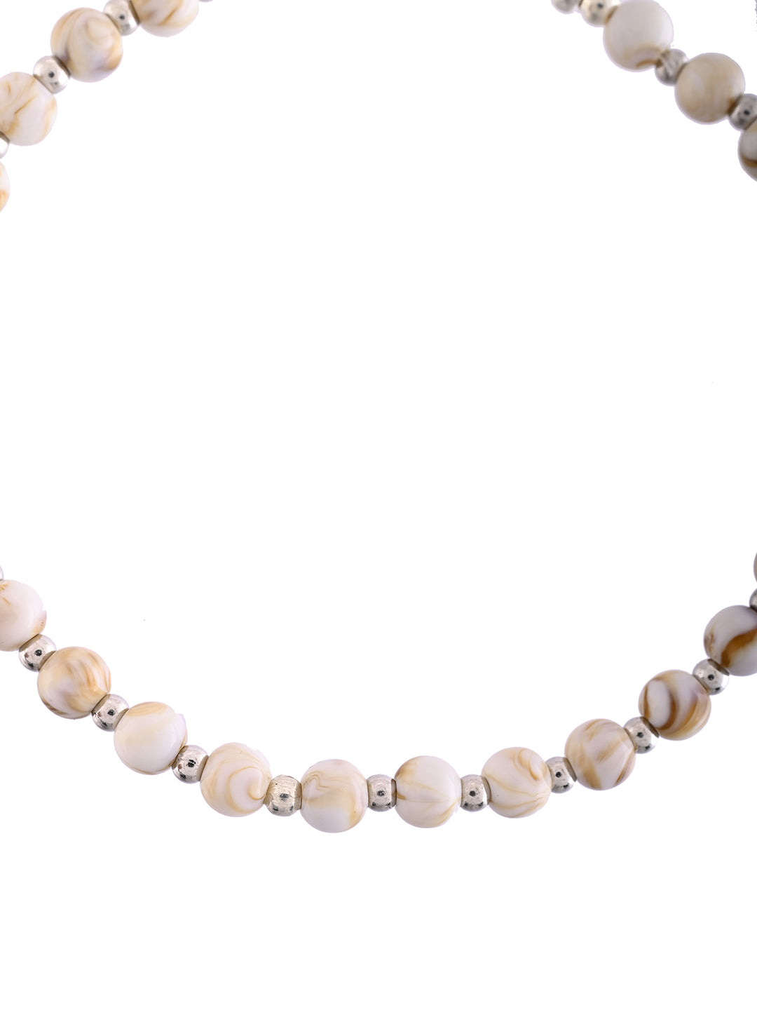 White Beaded Silver-Plated Anklet For Women & Girls | Traditional Ethnic Anklet