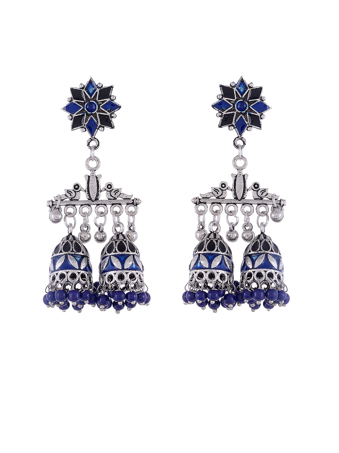 Blue Oxidised Jhumki Earrings for Women Online