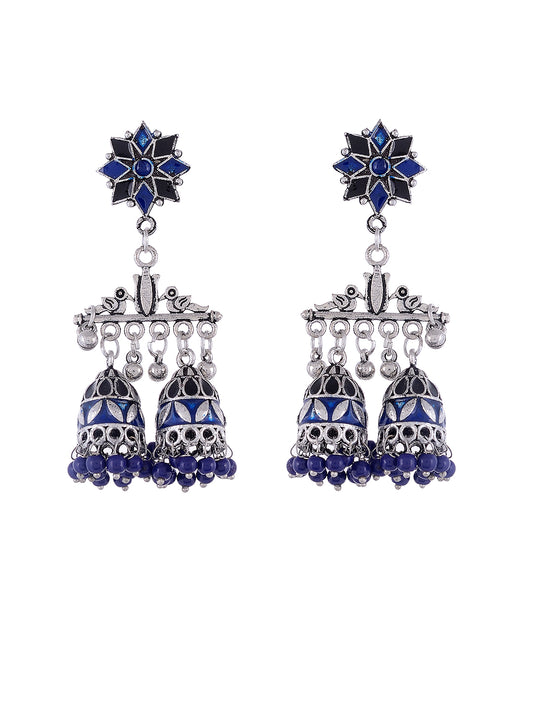 Blue Oxidised Jhumki Earrings for Women Online