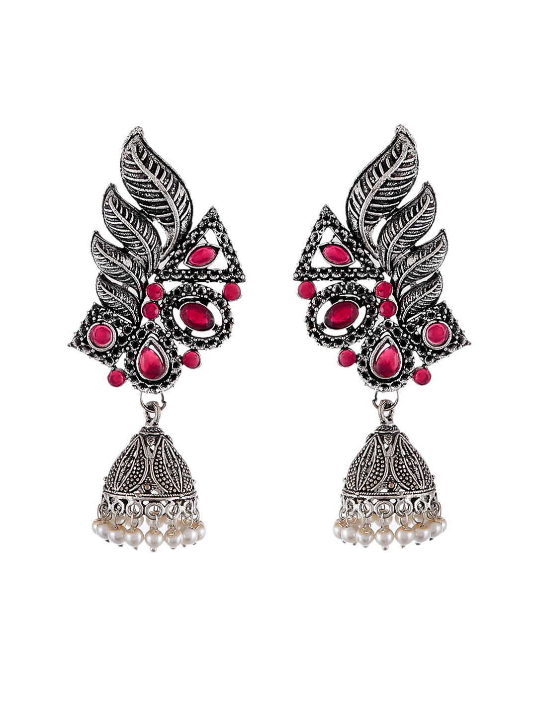 Silver Oxidised Long jhumka earrings