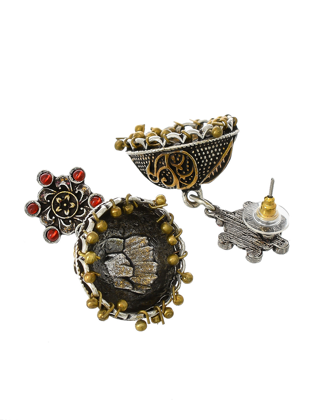 Oxidised silver jhumki earrings
