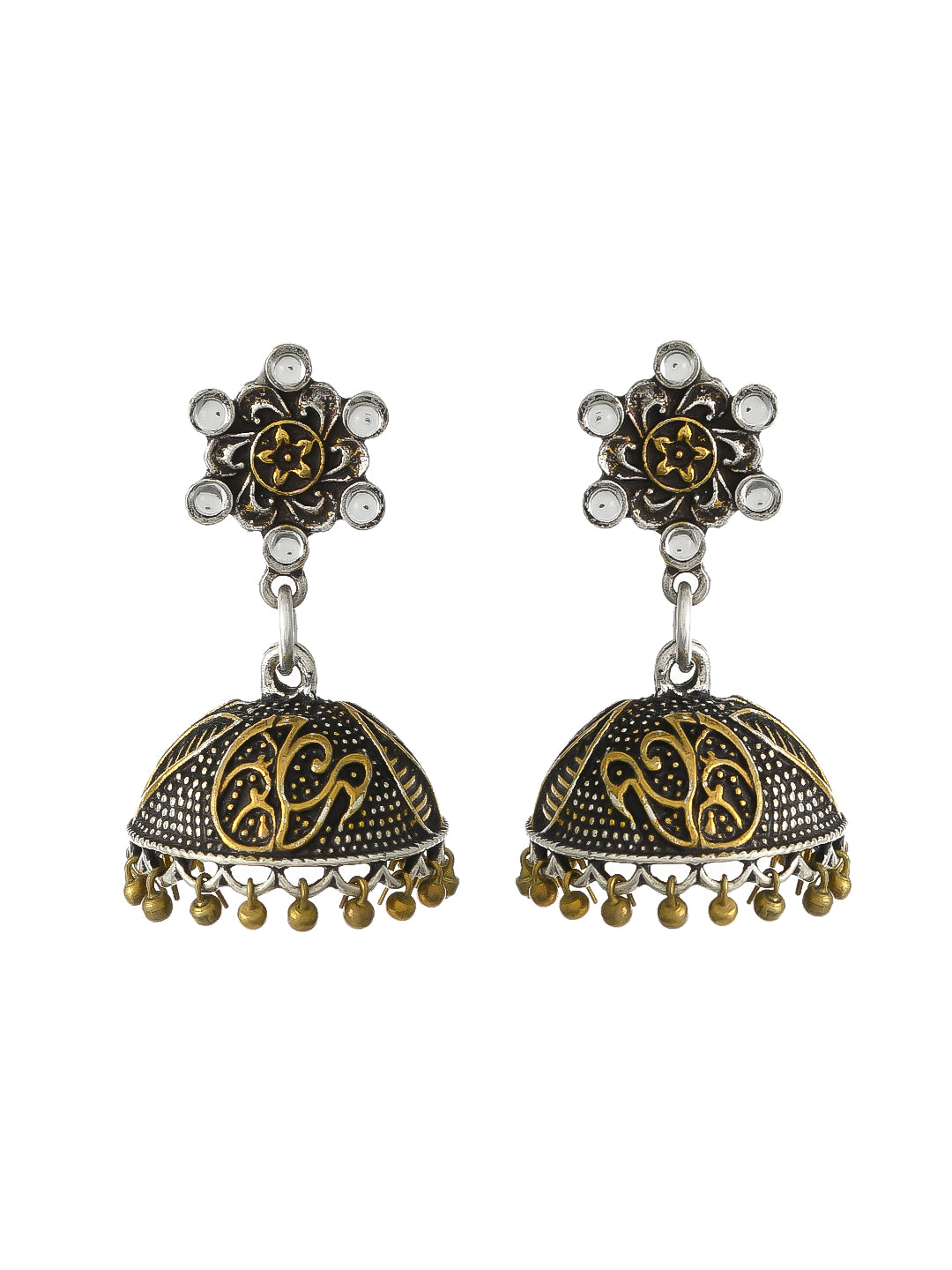 Oxidised silver jhumki earrings