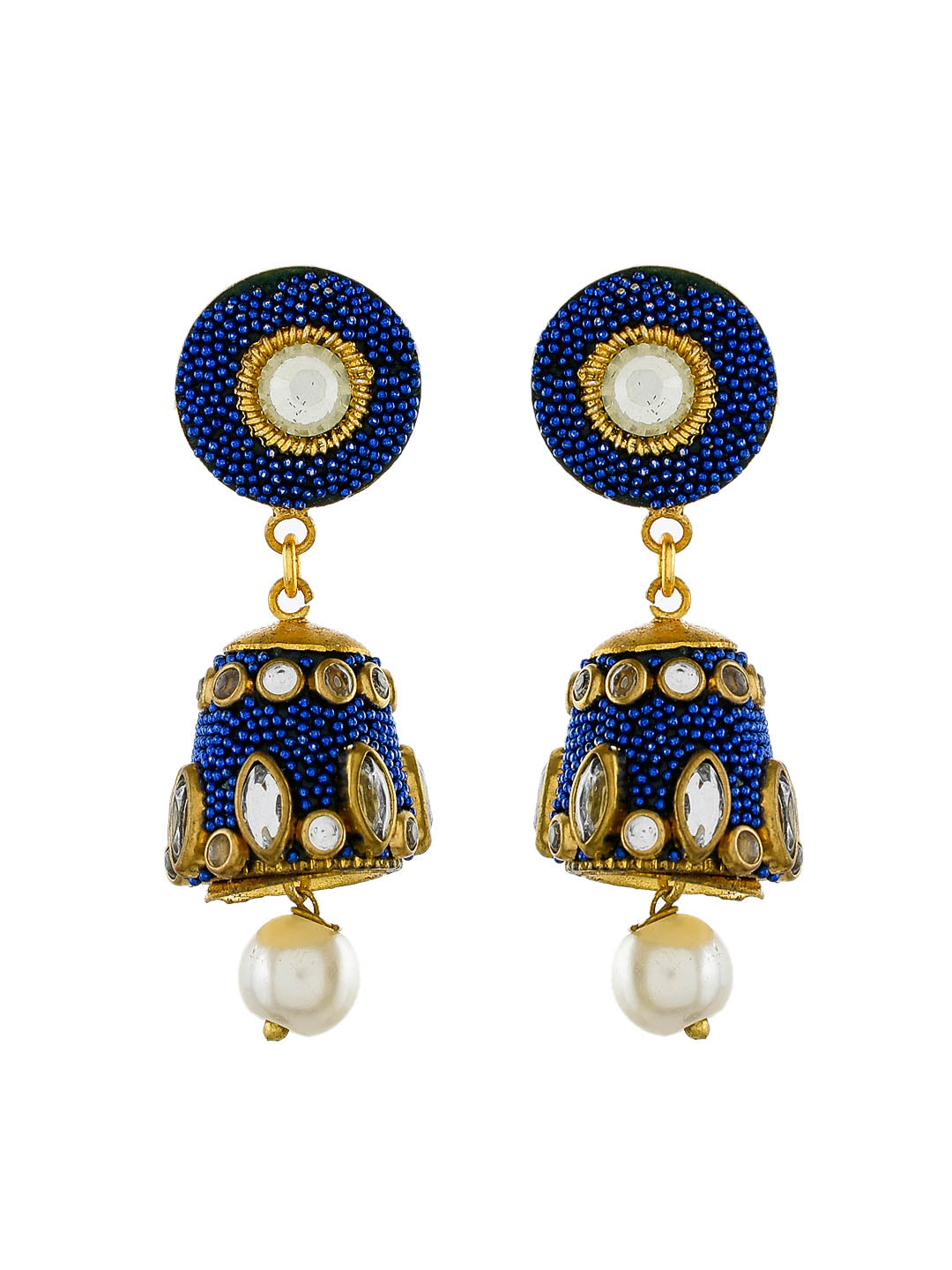 Gold plated pearl jhumki earring