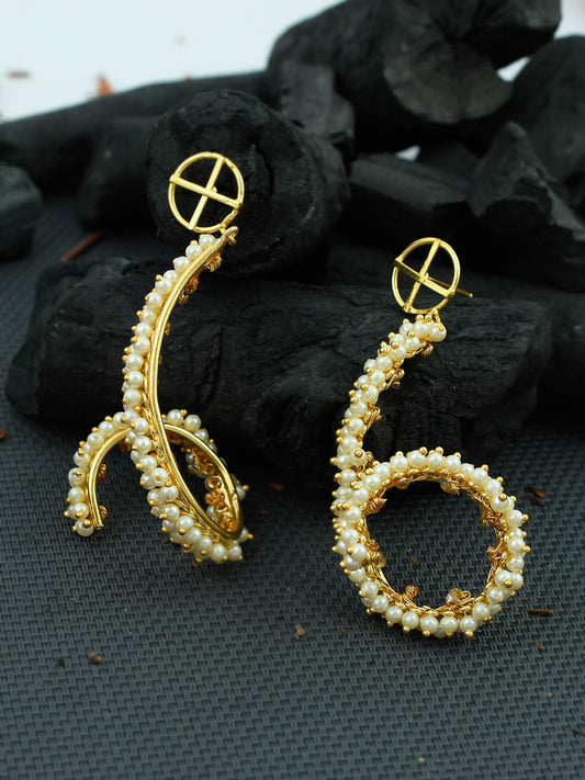 Gold plated pearl  drop earrings