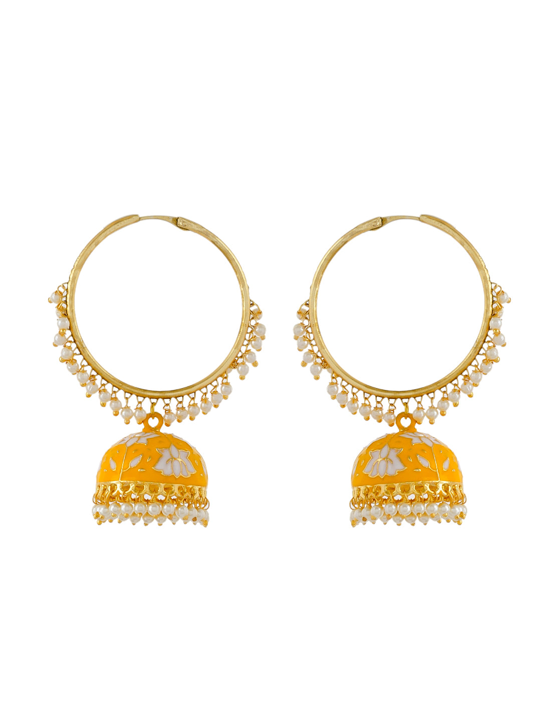 Gold plated pearl jhumka earring