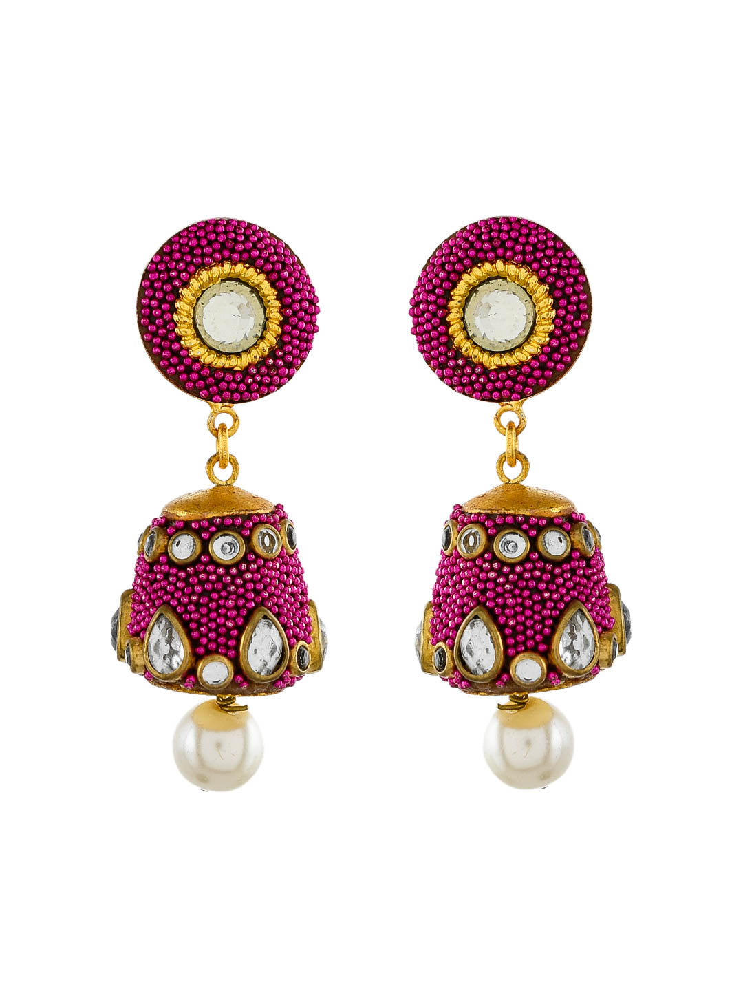 Gold plated pearl jhumki earring