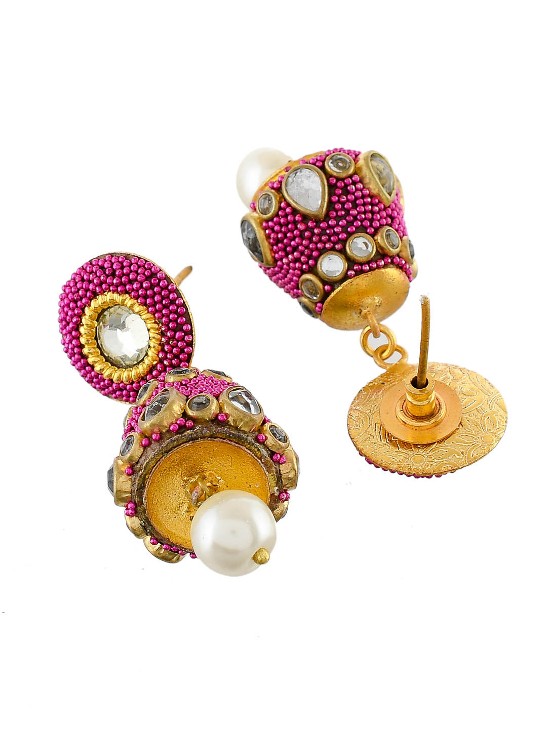 Gold plated pearl jhumki earring