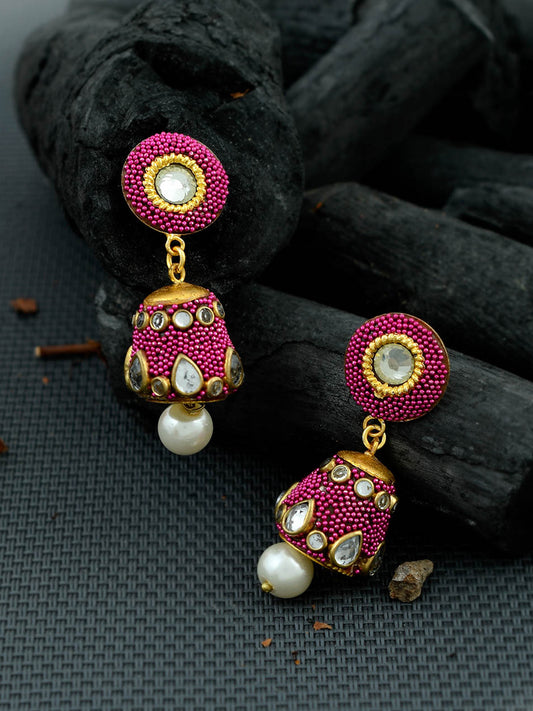 Gold plated pearl jhumki earring