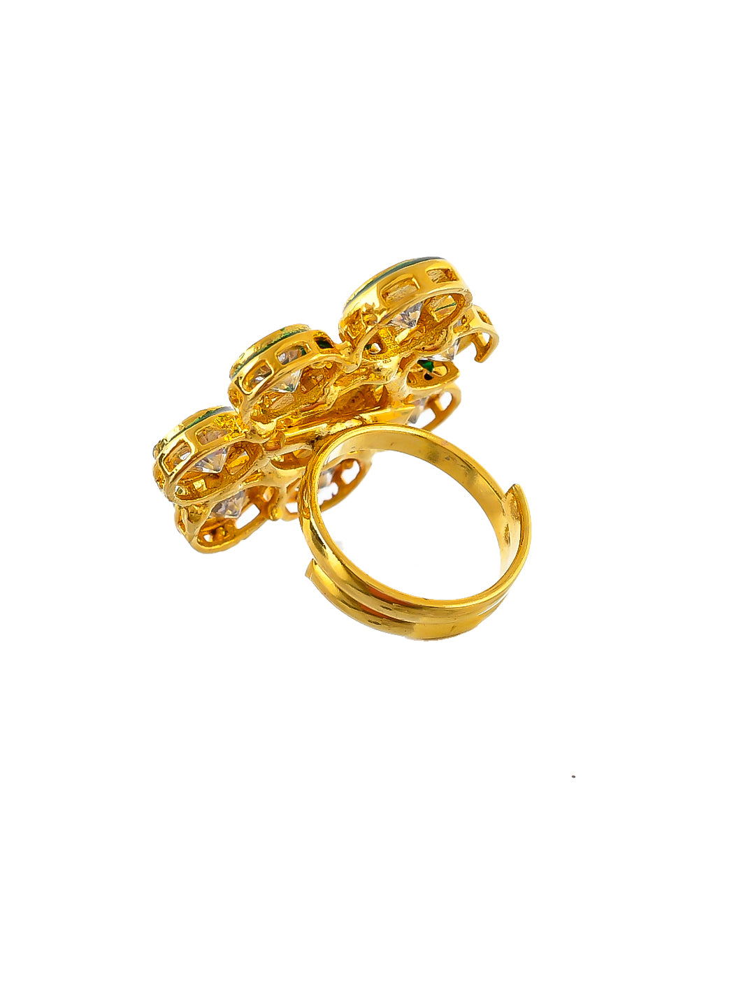 Gold Floral Ring with Diamonds and Ruby Centerpiece