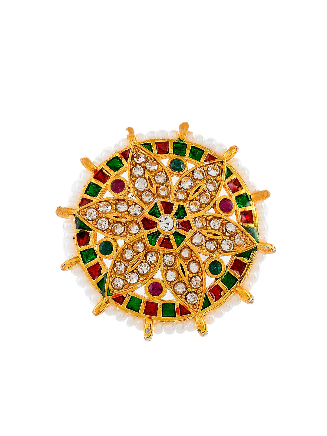 Gold Floral Ring with Precious Gemstones