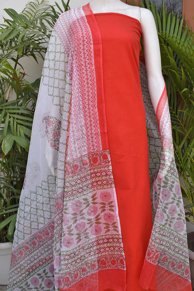 Pure Cotton Suit Set with Kota Doriya Dupatta