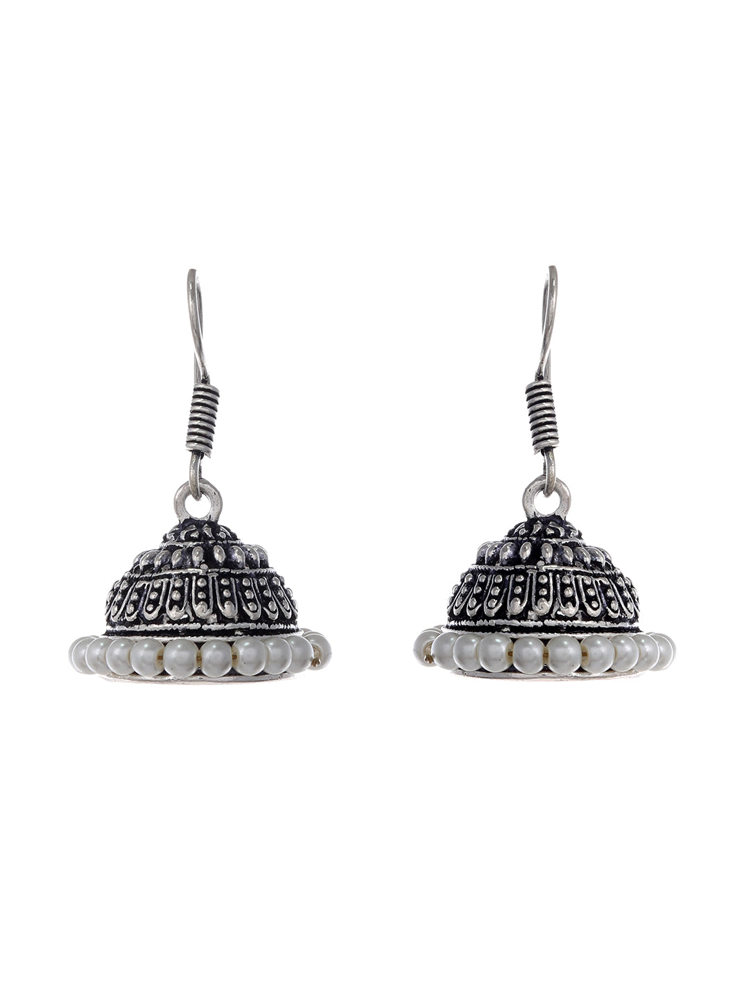 Silver Oxidised Jhumka earrings