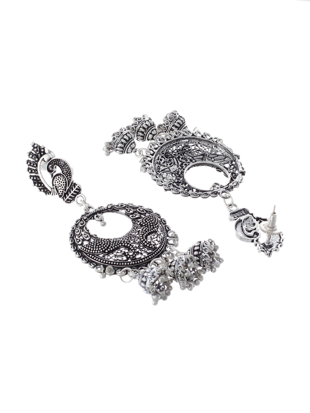 Oxidised silver jhumki dangler earring