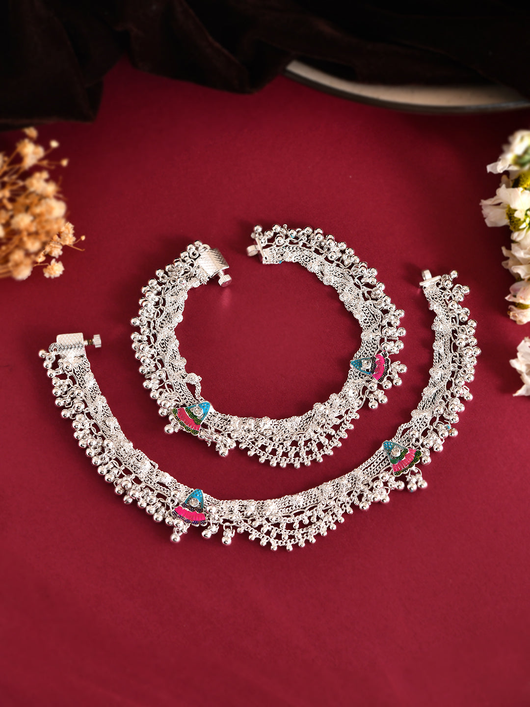 Traditional Ethnic Silver Plated Payal & Anklet For Women & Girls