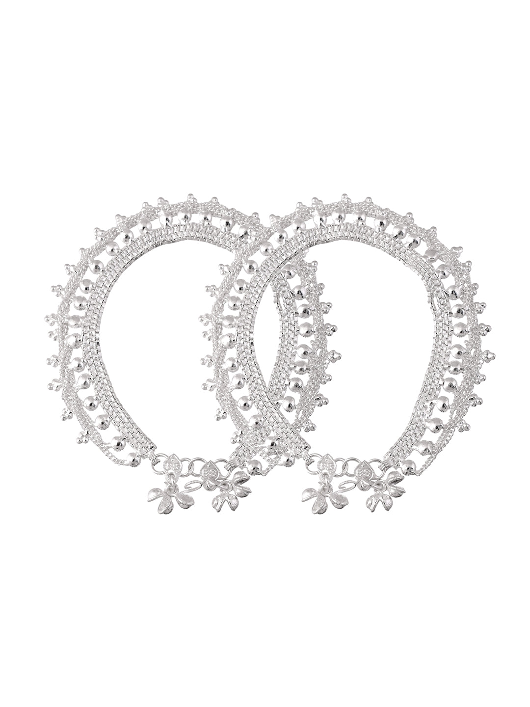 Heavy Traditional Silver Plated Bridal Anklet & Payal For Women