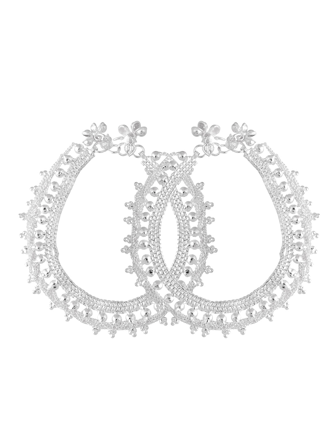 Heavy Traditional Silver Plated Bridal Anklet & Payal For Women