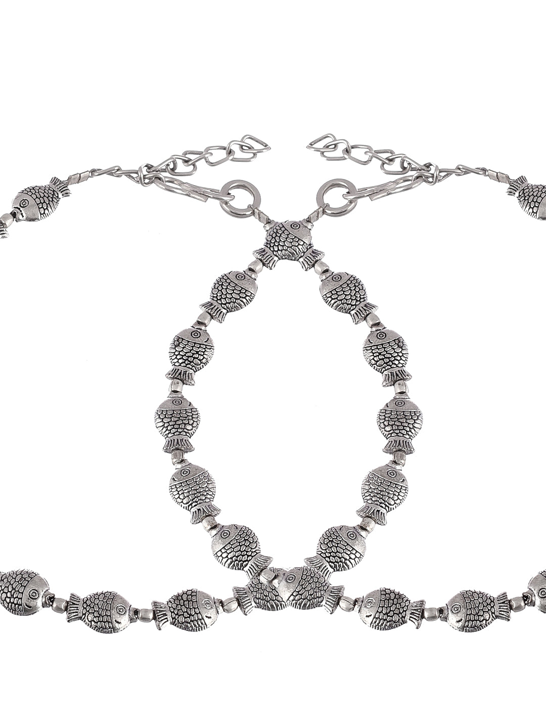 Silver Piscean Fish Anklets