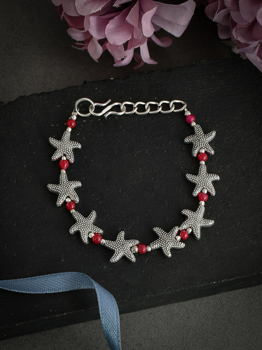 Boho Silver Starfish Red Bead Anklets for Women Online